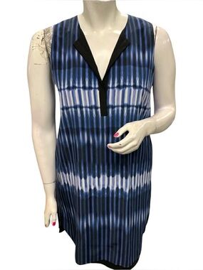 Vince Blue and Black Vertical Tie-Dye Shift Dress Size XL